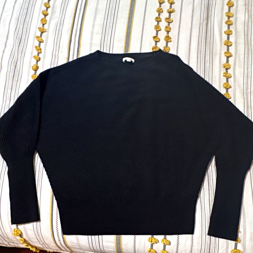 Garnet Hill M 100% Cashmere Crew Neck Ribbed Knit Pullover Sweater